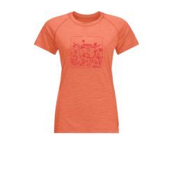 Jack Wolfskin KAMMWEG GRAPHIC S/S W, ženska majica za planinarenje, narandžasta